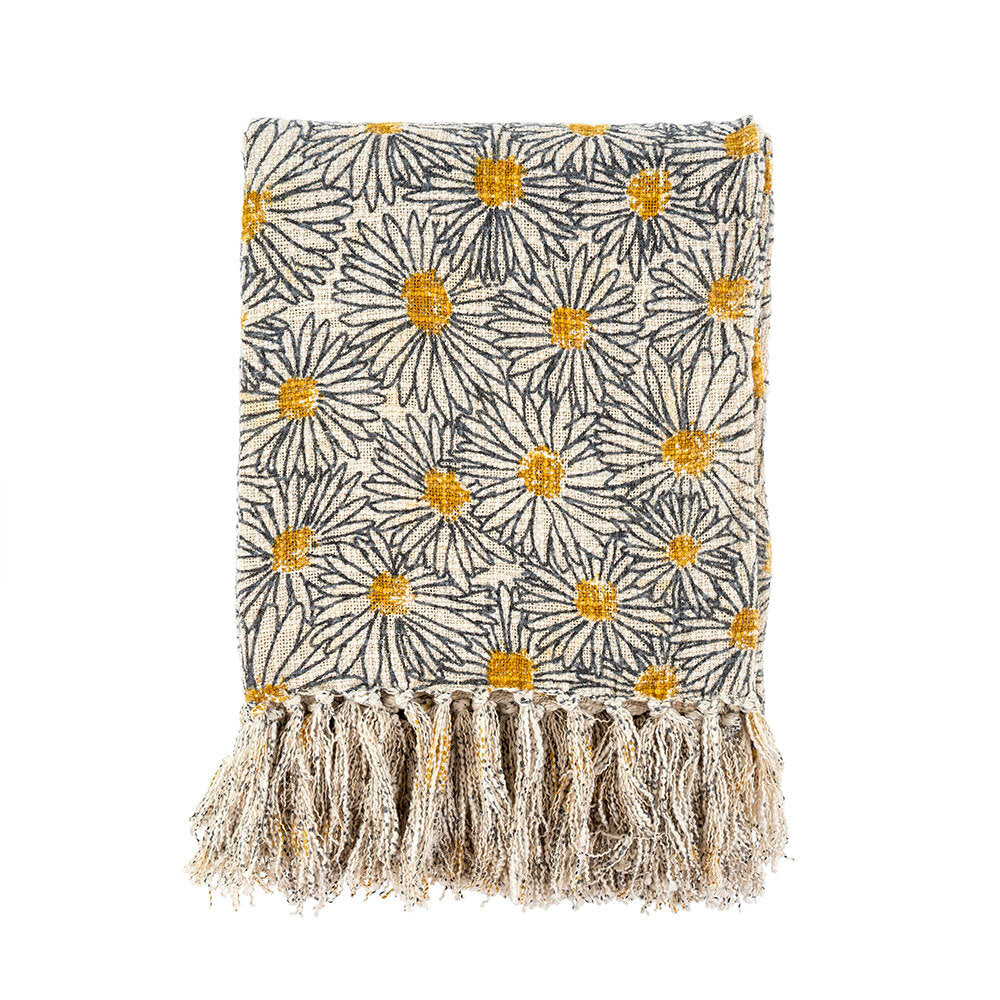 Daisy Print Throw Blanket