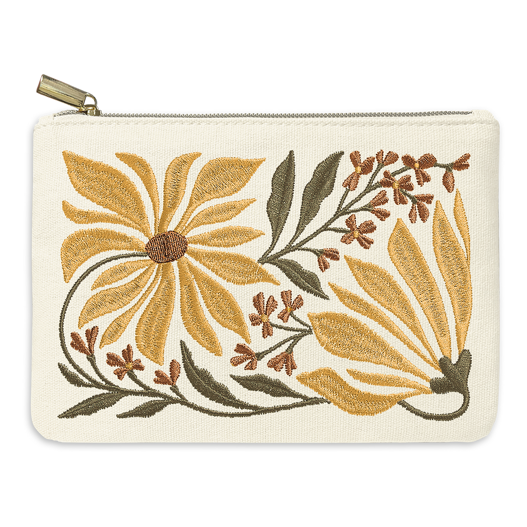 Sunflower Embroidered Pouch Cosmetic Bag Canada