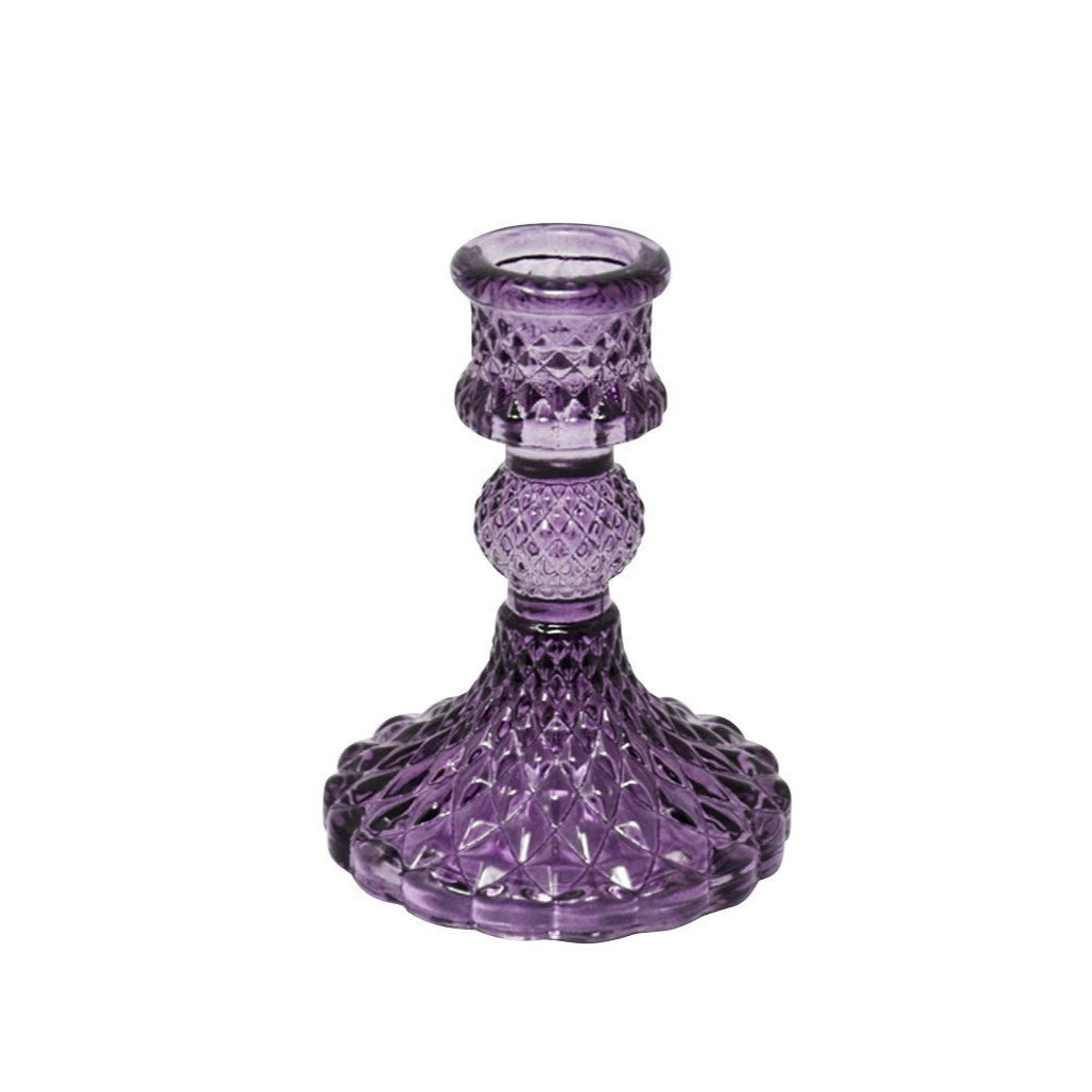 Purple Glass Taper Candle Holder