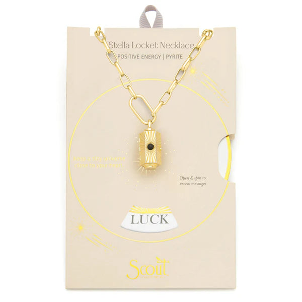 Stella Locket Necklace - Pyrite Stone of Positive Energy