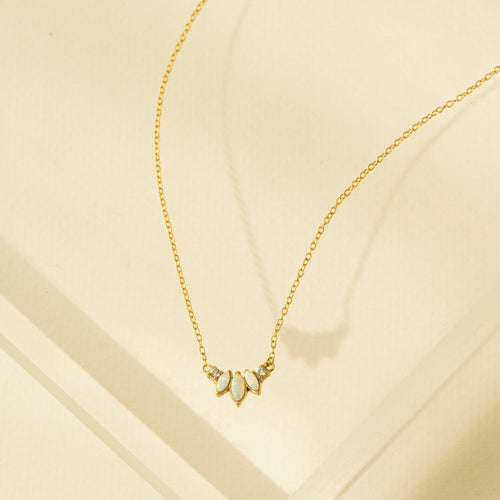 Lovers Tempo Gold Opal Marquise Necklace 