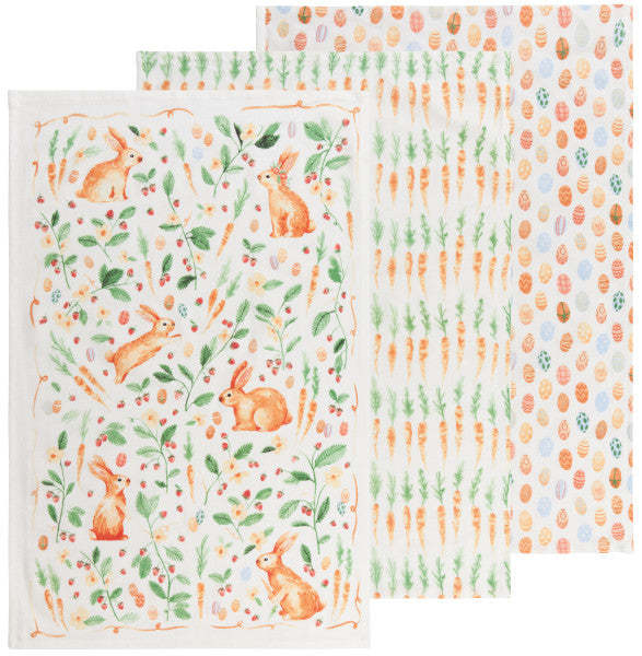 100% Cotton Set of 3 Baker's Floursack Tea Towel Easter Meadow Danica Canada