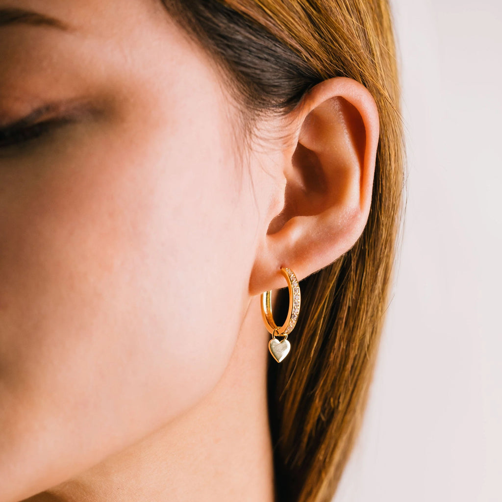 Heart charm earrings discount