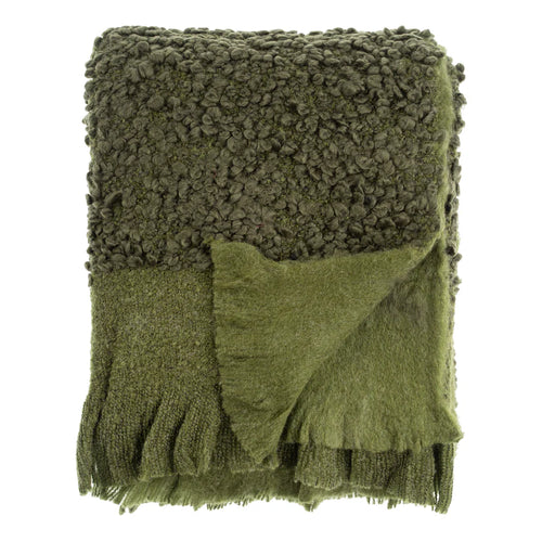 Olive Boucle Throw Blanket