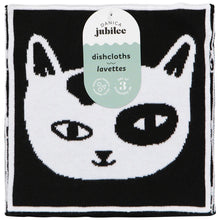 Black and white cat set of 3 dishcloths