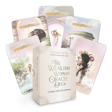 The Wealthy Woman Oracle Deck packaging with cards displayed on a white background