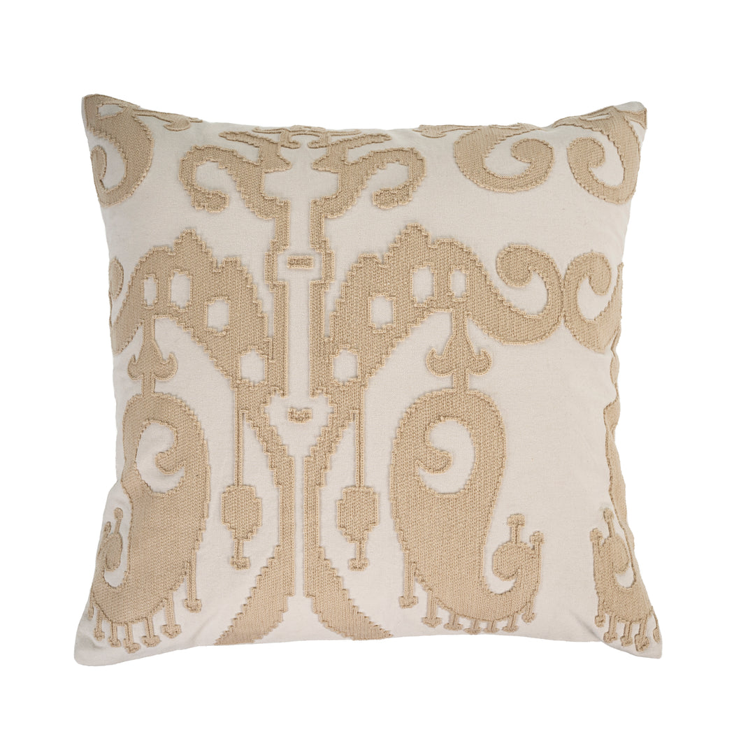 Ikat Embroidered Cushion - Ivory