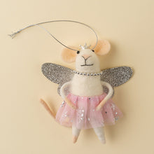 Felt Mmouse ornament with pink tutu and silver sparkling wings