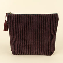 Two Tone Velvet Vanity Pouch - Sangria/Navy