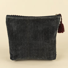 Two Tone Velvet Vanity Pouch - Sangria/Navy