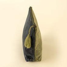 Two Tone Velvet Vanity Pouch - Green/Navy