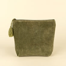 Two Tone Velvet Vanity Pouch - Green/Navy