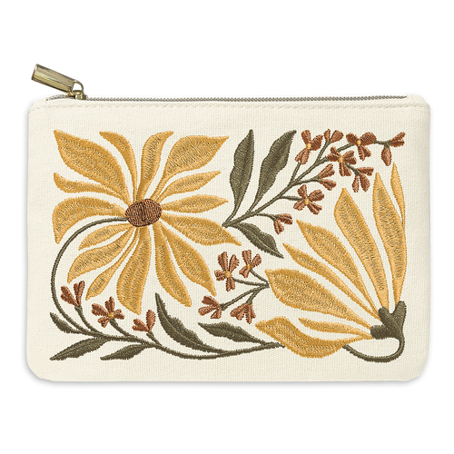 Sunflower Embroidered Pouch Cosmetic Bag Canada