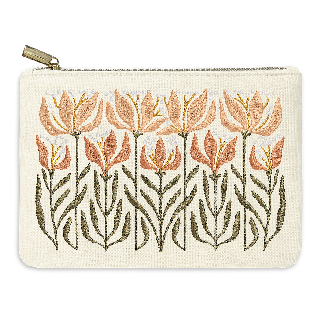 Lily Embroidered Pouch Cosmetic Bag Canada