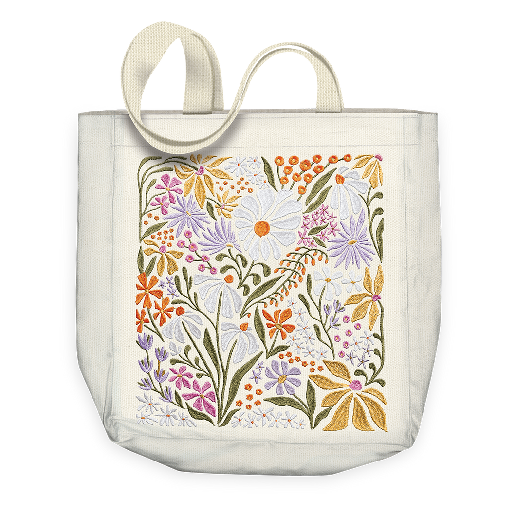 Embroidered Canvas Tote Wildflowers Fringe Canada