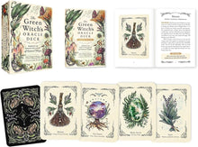 Green Witch's Oracle Deck with cards and box on a white background