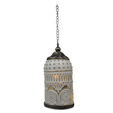 Decorative hanging lantern with intricate design on a white background