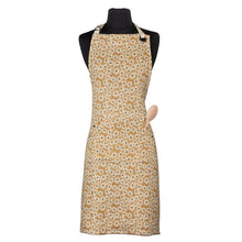Cotton apron with daisy print in yellow, beige and blue