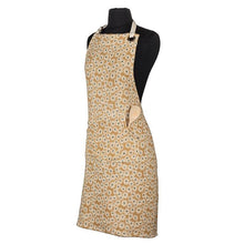 Cotton apron with daisy print in yellow, beige and blue