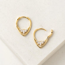 Gold Hoop Earrings Clear Gem Stone Lover's Tempo