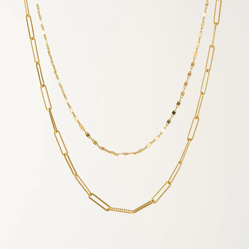Arlo paperclip Layered Gold Necklace - Lover's Tempo