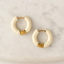 Gold Hoops Cream Enamel Earrings - Lover's Tempo