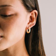Gold Hoops Cream Enamel Earrings - Lover's Tempo