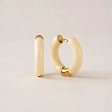 Gold Hoops Cream Enamel Earrings - Lover's Tempo