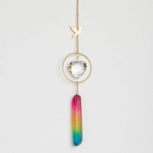 Stone Suncatcher - Hummingbird/Rainbow Stone