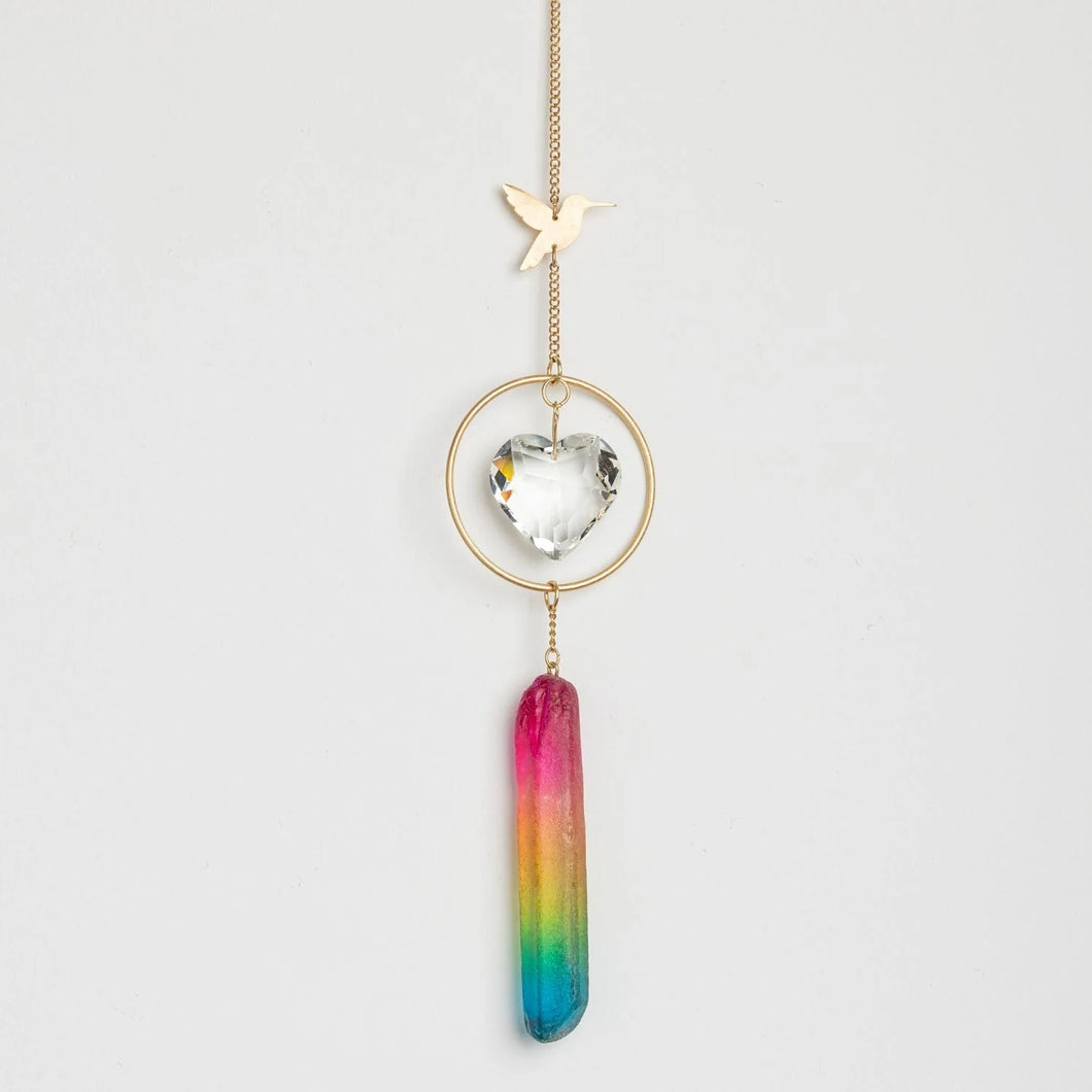 Stone Suncatcher - Hummingbird/Rainbow Stone