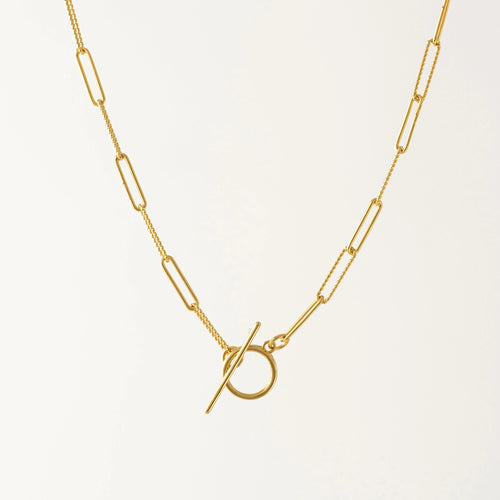 Lovers Tempo Dainty Paperclip Toggle Necklace Gold