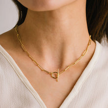 Dainty Paperclip Toggle Necklace - Gold