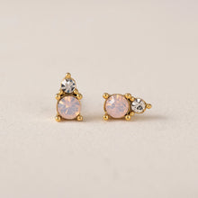 Gold Stud Earrings Pink Stone Lover's Tempo