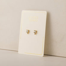 Gold Stud Earrings White Opal Stone Lover's Tempo