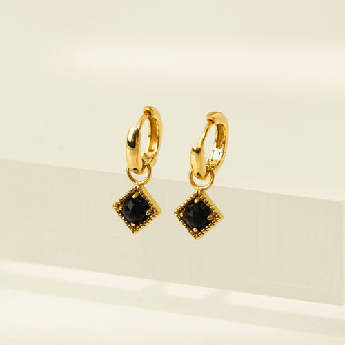 Onyx Gold Plated Earrings - Lover's Tempo