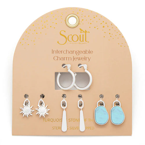 Interchangeable Charm Earrings - Turquoise