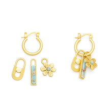 Interchangeable Charm Hoop Earrings - Aqua Terra & Gold - Scout