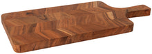 Wooden cutting board with a handle on a white background
