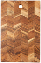 Wooden cutting board with a chevron pattern