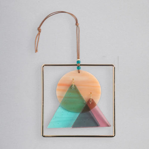 Stained Glass Suncatcher - Sunset Mountains