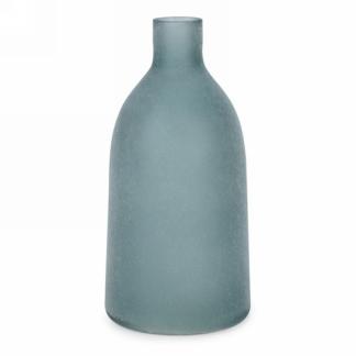 Aqua Frosted Bottle Vase
