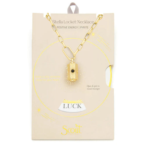 Stella Locket Necklace - Pyrite Stone of Positive Energy