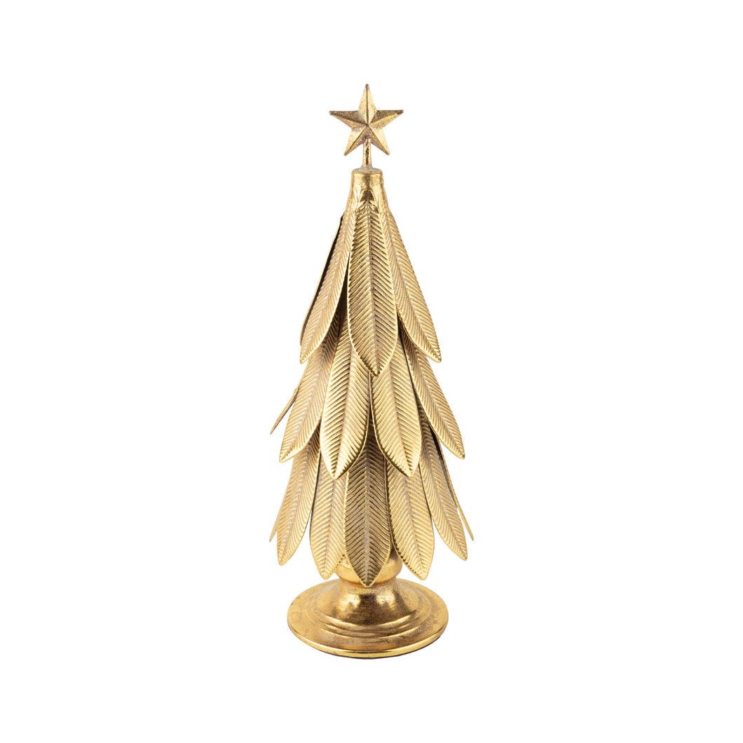 Large Metallic Christmas Tree Against White Background