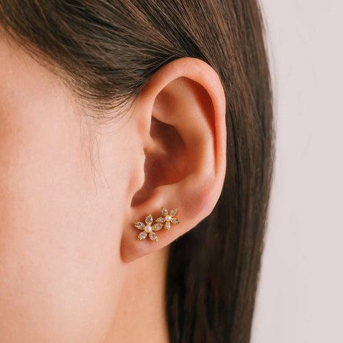Lily Climber Earrings Gold Stud Climber Earrings - Lover's Tempo