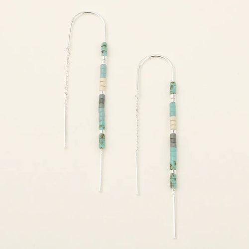 Turquoise Glass Bead Threader Earring