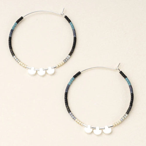 Black& Silver Miyuki Bead Hoop Earrings - Scout Jewelry