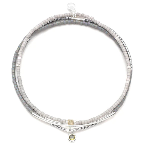 Miyuki Glass Bead Bracelet - Frost/Silver