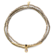 Miyuki Glass Bead Bracelet Pewter/Gold