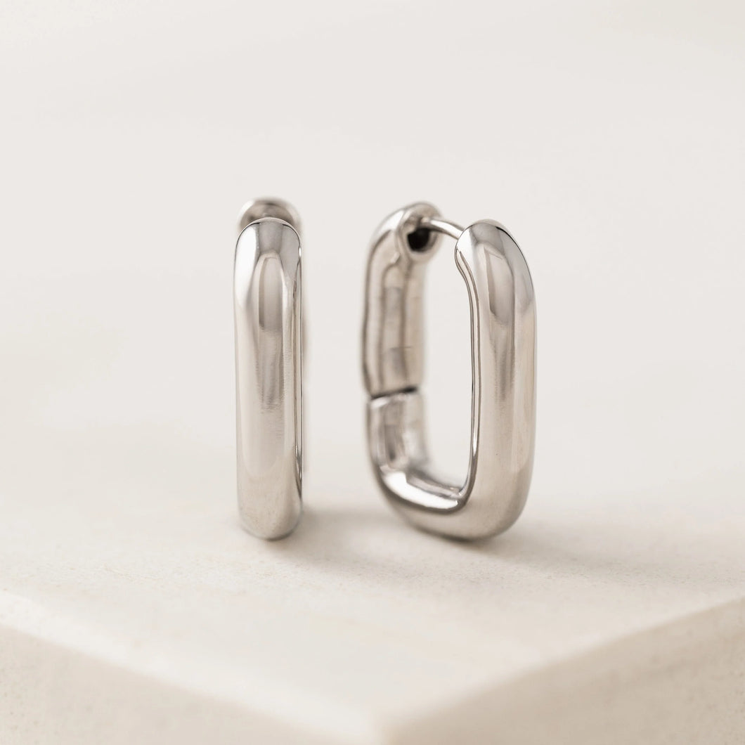 Midi Puff paperclip Earrings Silver