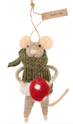 Toadstool TIlda Felt Mouse Ornament